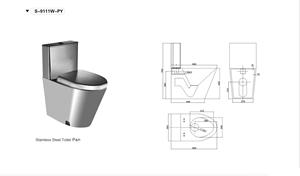 WC monobloc de haute qualité en acier inoxydable avec couvercle, pour prison, modèle S-9111W - Product Image 4