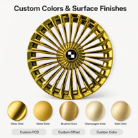 Jantes en alliage forgé sur mesure ANRUN, design tournesol à rayons denses, finition chrome doré pour Cadillac Deville Escalade 6061-T6 DOT/JWL/VIA