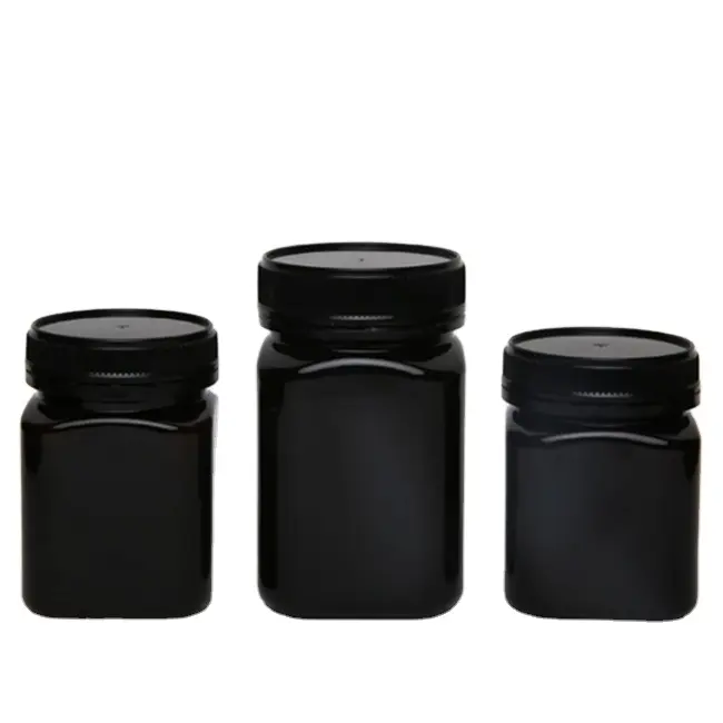 Venda quente preço por atacado disponíveis diferentes tamanhos forma quadrada food grade âmbar pet plástico frascos âmbar pet jar