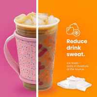 Manchon isotherme personnalisé en néoprène pour tasse à café avec poignée imprimée, support à bière portable et pliable, réutilisable
