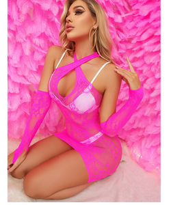 ชุดชั้นในผ้ายืดหยุ่นสูงสำหรับผู้หญิง,บอดี้สูทชุดคอสตูมเซ็กซี่ลายฉลุแบบโปร่งใหม่ - Product Image 6