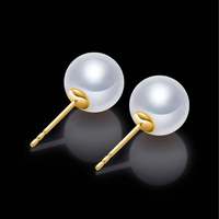 Grandes boucles d'oreilles en perles d'eau douce naturelles blanches rondes Aurora, or 18 carats, tailles 6-13 mm