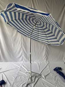 Sombrilla para exteriores, sombrilla para playa, rayas, jardín, patio, grande con logotipo imprimible, paraguas publicitario con azul y blanco - Product Image 3