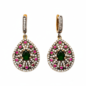 Pendientes de plata de primera ley con piedra de circonita, aretes, plata esterlina 925, Circonia cúbica, zirconia, circonita, zirconita, estilo turco, hecho a mano - Product Image 2