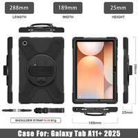Étui de protection en silicone pour tablette Samsung Galaxy Tab A11 Plus 11 pouces 2025 avec sangle d'épaule et support rotatif