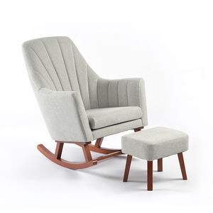 TEFFUL Chaise canapé simple et moderne en tissu Chaise longue grise en bois massif pour chambre à coucher et salon - Product Image 2