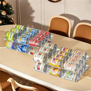 Multi Tier <b>Stackable</b> Can <b>Storage</b> Rack Transparent 3 Floor Desktop Organizer For Beer And Beverages Freely Combinable - Product Image 1