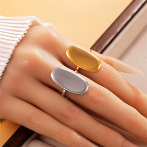 <span class=keywords><strong>Bague</strong></span> ouverte ajustable en acier inoxydable doré et <span class=keywords><strong>argent</strong></span>é de haute qualité, motif cœur irrégulier géométrique, pour femme, idéale comme cadeau de fête - Product Image 3
