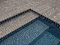 Bordure de piscine en travertin argenté naturel 600x400x30mm pour bordure de piscine de villa, jardin, patio et revêtement de sol extérieur, carrelage de bordure de piscine
