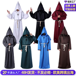 Costume de moine médiéval avec capuche pointue, unisexe adulte, pour Halloween et spectacles transfrontaliers - Product Image 3