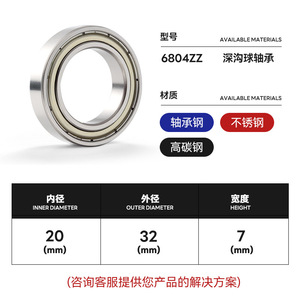 Deep Groove Ball Bearings 6801 10x20x5mm Double Lid Chrome Steel P0 Precision For Packaging Machinery And Food Processing - Product Image 4