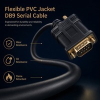 Kabel Serial Crossover RS232 DB9 Female ke Female 1m Custom, Pelindung Jalinan PVC, Kabel Komunikasi Null Modem untuk Port COM Stok Tersedia