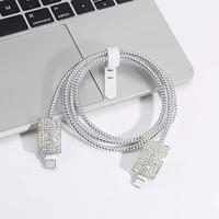 Protection de câble de chargeur pour iPhone avec design de diamant adhésif mignon, protection contre les morsures de câble, protection de câble de charge USB en spirale
