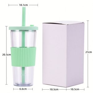 <b>Reusable</b> 24oz Double Wall Transparent Plastic Straw <b>Cup</b> Leak Proof Custom Logo Colorful Travel <b>Cup</b> - Product Image 5