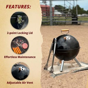 New Design <strong>Mini</strong> Size Easy to Move Smoker Portable Spherical Barbecue <strong>Grill</strong> for <strong>Charcoal</strong> Cooking - Product Image 5