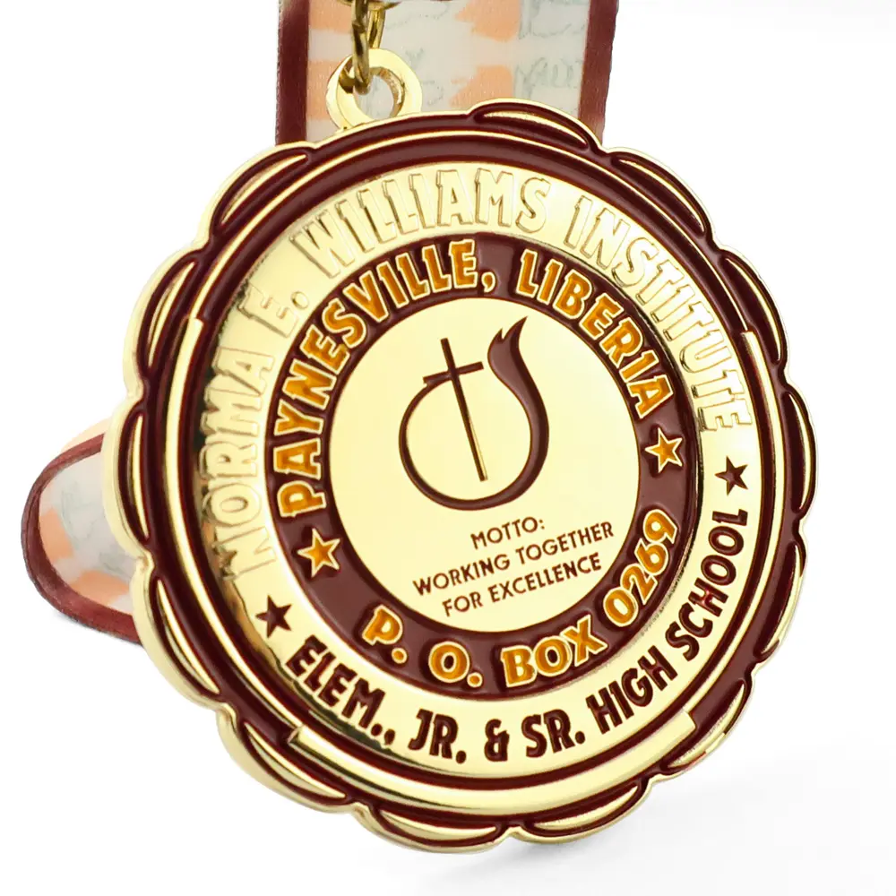 Médaille d'école de fin d'études en métal personnalisé rond or argent bronze