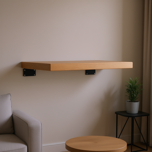 ชั้นวางของติดผนังไม้โอ๊คแท้ทรงสี่เหลี่ยมสีน้ำตาล ดีไซน์สวยงาม สำหรับตกแต่งห้องนั่งเล่น ชั้นเดียว - Product Image 2