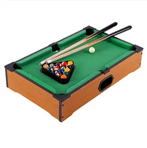 Mini Tabletop Pool Set-Trò chơi bi-a bao gồm bóng trò chơi, gậy, phấn, bàn chải và tam giác-di động, trò chơi bi-a