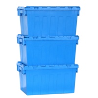 Caisse en plastique durable pour la logistique en gros, avec couvercle attaché, empilable, nidable, bac en plastique pour les déménageurs commerciaux