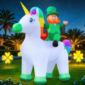 Duende Inflable Gigante de 9 Pies de Altura Montado en Unicornio con Luces LED, Impermeable, Decoración para el Día de San Patricio, Jardín, Patio, Centro Comercial, Fiesta - Product Image 3
