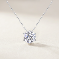 Collier en argent sterling 925 avec pendentif solitaire en moissanite de 1 carat, taille ronde, 6 griffes, minimaliste, unisexe