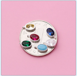 Liontin CZ kecil warna-warni S925 perak murni bertatahkan zirkon Oval Mini DIY aksesori untuk gelang kalung - Product Image 5