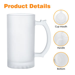 كوب زجاجي مصنفر 16 أونصة من الولايات المتحدة مع مقبض للتتسام في يوم الأب زجاج فارغ يمكن أن يكون فنجان - Product Image 6