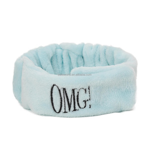 BELLEWORLD usine personnalisé couleur broderie logo maquillage bandeau pour laver le visage <span class=keywords><strong>omg</strong></span> brodé large peluche spa bandeau - Product Image 3