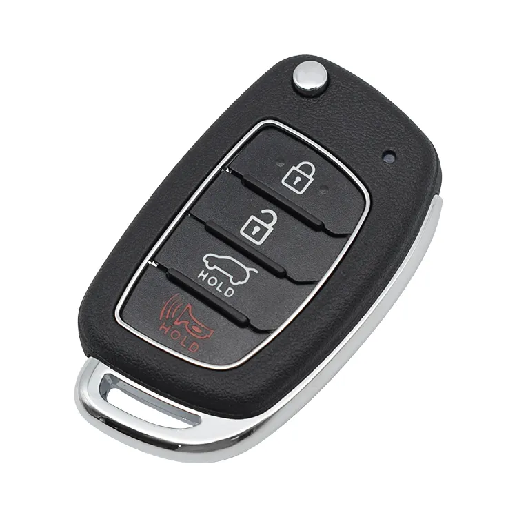 H-yundai Casing Cangkang Kunci Mobil Remote, 3 + 1 Tombol Flip, Bilah Kunci HYN14R dengan Lubang Lampu Flip, Sarung Kunci Mobil Penutup Kosong