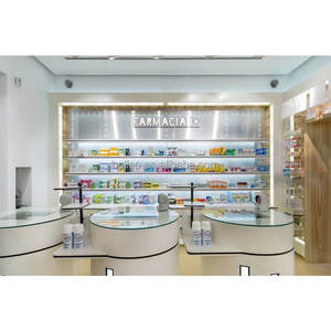 Étagères de <span class=keywords><strong>pharmacie</strong></span> blanches avec lumières, décoration de meubles de magasin de <span class=keywords><strong>pharmacie</strong></span> personnalisé, boîte d'éclairage supérieure, exposition murale de médecine à vendre - Product Image 6