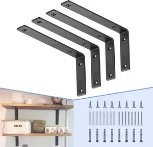 Schwarzes 12-Zoll-Hochleistungs-Metallregal unterstützt Halter, rustikale dekorative Eisen-L-Winkel halterungen für Regale an der Wand