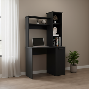 Muncy Bureau d'ordinateur avec grande surface de travail Armoire à porte unique avec étagères à trois niveaux Rangement dans un clapier - Product Image 2