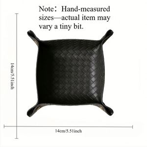 Woven Faux Leather Jewelry <b>Makeup</b> <b>Box</b> Household Valet Tray Foldable Design Storage Organizer - Product Image 4