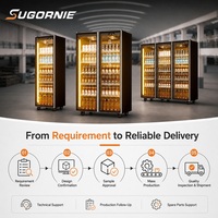 Réfrigérateur commercial à double porte vitrée CE pour boissons, vitrine réfrigérée pour la distribution de bières, vins et boissons gazeuses au détail