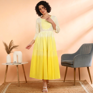Robe longue évasée en coton brodé pour femme, séchage rapide, idéale pour l'été, les fêtes, le style de vie moderne, tenue quotidienne, meilleur prix fournisseur - Product Image 1