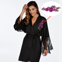 Tulle tissu Sexy tentation Rose fleur rouge vêtements de nuit pour femmes manteaux culottes robes de bal vêtements dentelle