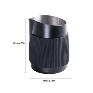 Brocca per Montare il Latte in Acciaio Inox Nera da 350ml, Brocca per Schiumare il Caffè <span class=keywords><strong>Espresso</strong></span>, Brocca per Latte Art, Brocca per Cappuccino - Product Image 2