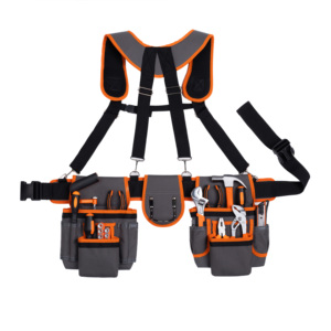 Sac de ceinture à outils robuste et imperméable avec bretelles rembourrées, organisateur multi-poches, pochette de taille et boucle pour marteau pour <span class=keywords><strong>charpentier</strong></span> OEM - Product Image 6