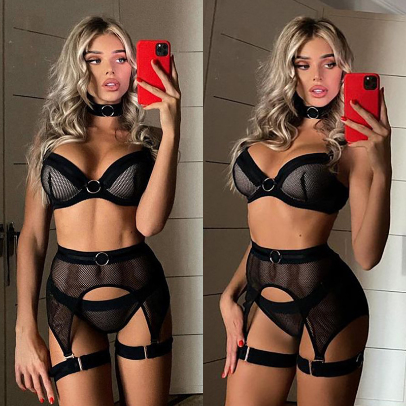 Женское Сетчатое нижнее белье, ночное белье, сексуальное нижнее белье в сеточку, комплект нижнего белья, 2021