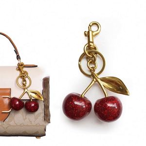 Promotional Creative Fashion Crystal 3D Cherry Keychain Bag Pendant <b>Charms</b> <b>Keyring</b> Women Girl Gift Acrylic Cherry Keychain - Product Image 3