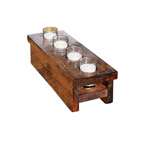Porte-gobelets en bois au design moderne avec 4 trous, qualité supérieure, taille personnalisée, pour verres et gobelets, fabriqué en Inde - Product Image 1