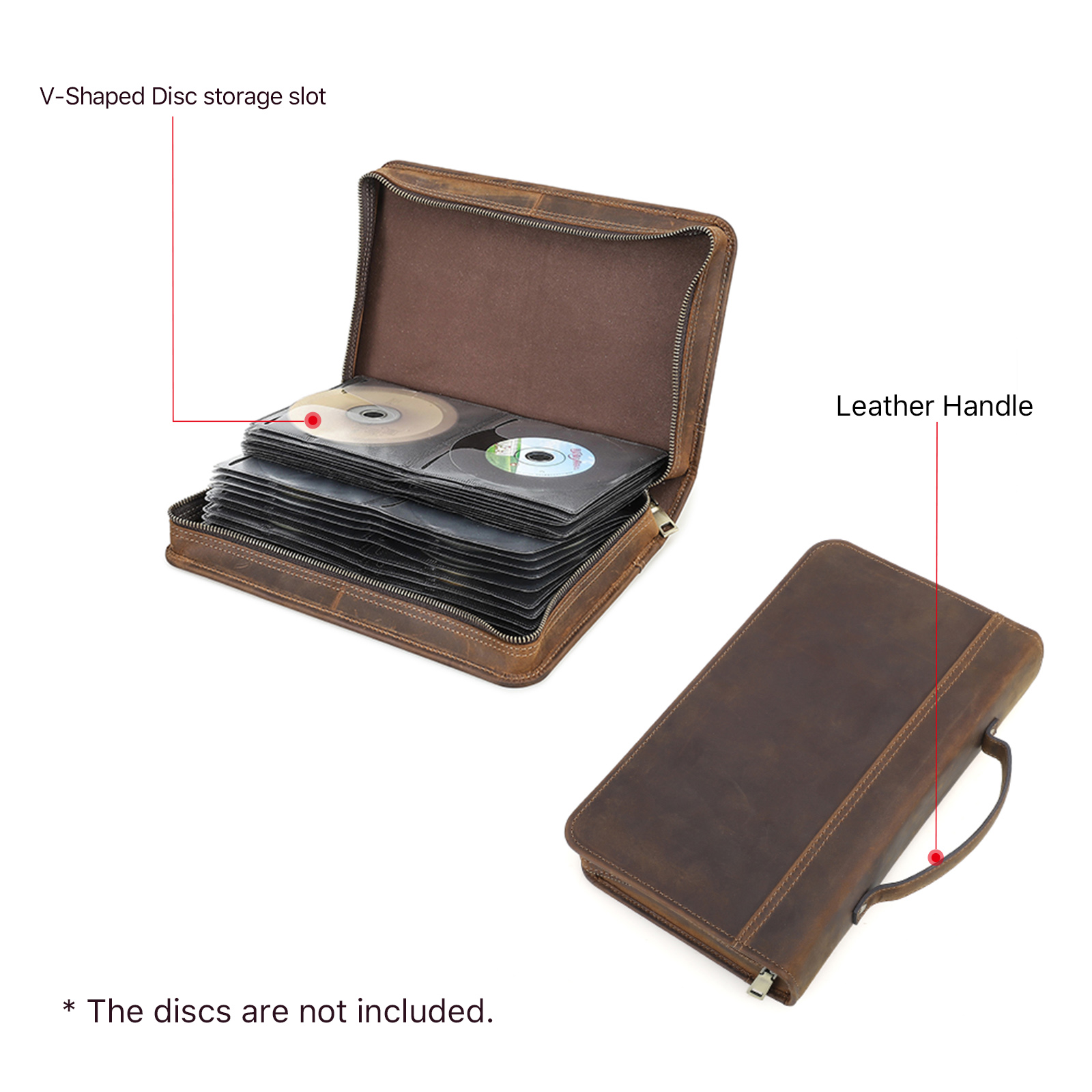CF8019 Leather CD DVD Case - Durable & Eco-Friendly Storage