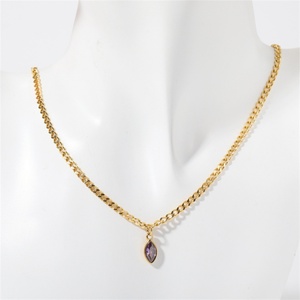 Wholesale Women Gold Plated Rhinestone <b>Necklace</b> Custom Luxury Stainless Steel Colorful Zircon Pendant Rope Chain Gift - Product Image 6