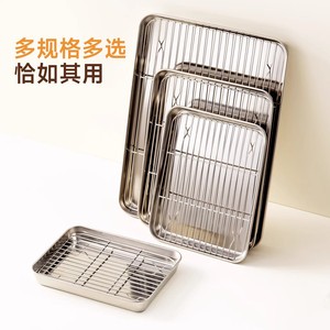 Stainless Steel Baking Tray Rectangle Oil Draining Rack Oven Safe Household Cooking Tray - Product Image 4