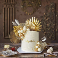Gâteau d'anniversaire sur le thème Champagne Gold Bossilla, décorations de gâteaux et décorations de boules de gâteaux de Pâques de Noël