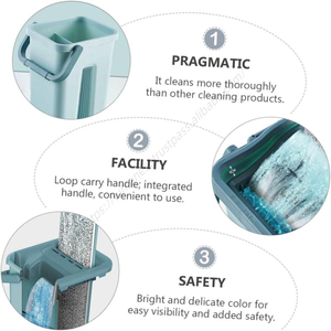 Mopa Plana de Alta Gama para el Hogar con Cubeta, Lavado de Pisos sin Esfregar, Uso Húmedo y Seco, Microfibra Giratoria Retráctil - Product Image 3