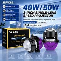 Lentille de projecteur Bi LED de 3 pouces SFIDA LD-6 50W 12V, feux de route/croisement pour voiture, 5000 lumens, 6000K