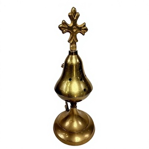 Brûleur d'encens de Noël en laiton avec croix sur le dessus, diffuseur d'arômes de Loban pour une bonne odeur, encensoir décoratif de table pour la décoration d'église - Product Image 1