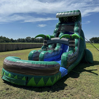Prix de gros : Toboggan aquatique gonflable tropical personnalisé en forme de palmier de 22 pieds avec souffleur