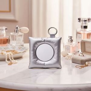 Portable Puffer Makeup Square Travel Mini Pocket Mirror Keychain Bag Pendant Decoration <b>for</b> Handbag - Product Image 1